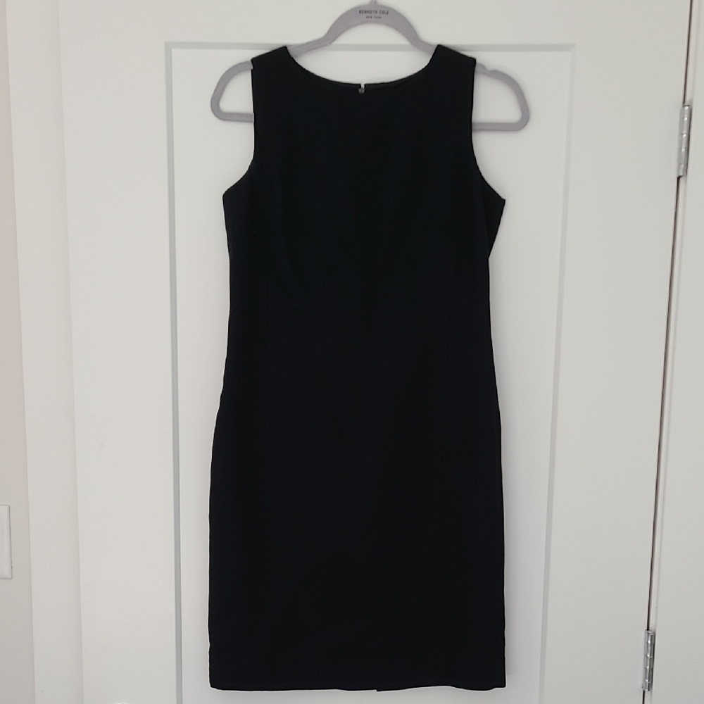 LOFT Black Sheath Mini Dress Scoop Neck Sleeveless